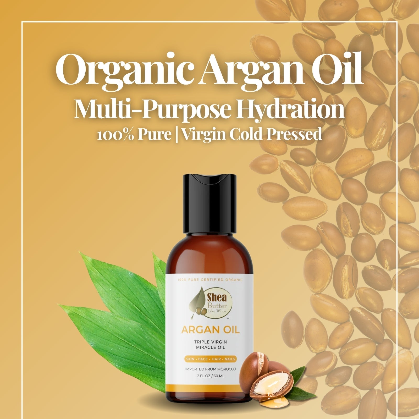 Pure & Certified Organic Virgin Cold - Pressed Argan Oil - Shea Butter Like Whoa